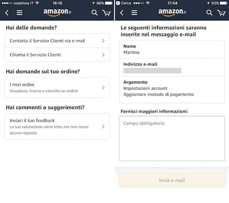 contattare amazon tramite email.